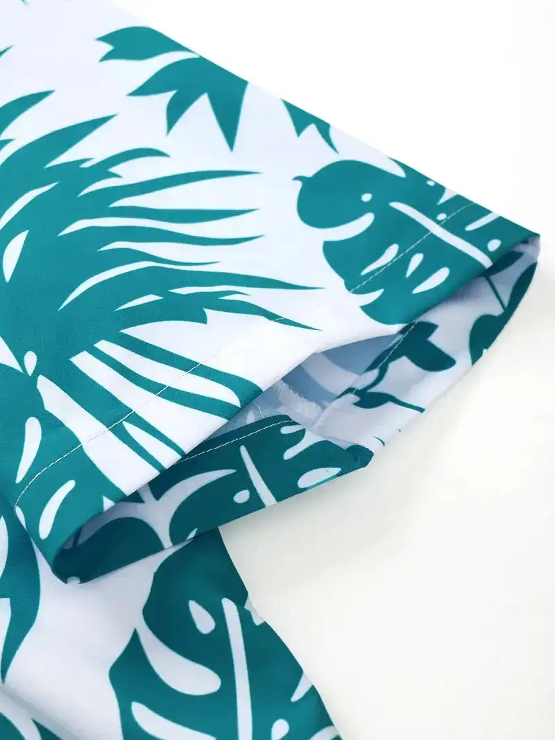 Tropical Leaf Print Hawaiian Shirt & Short